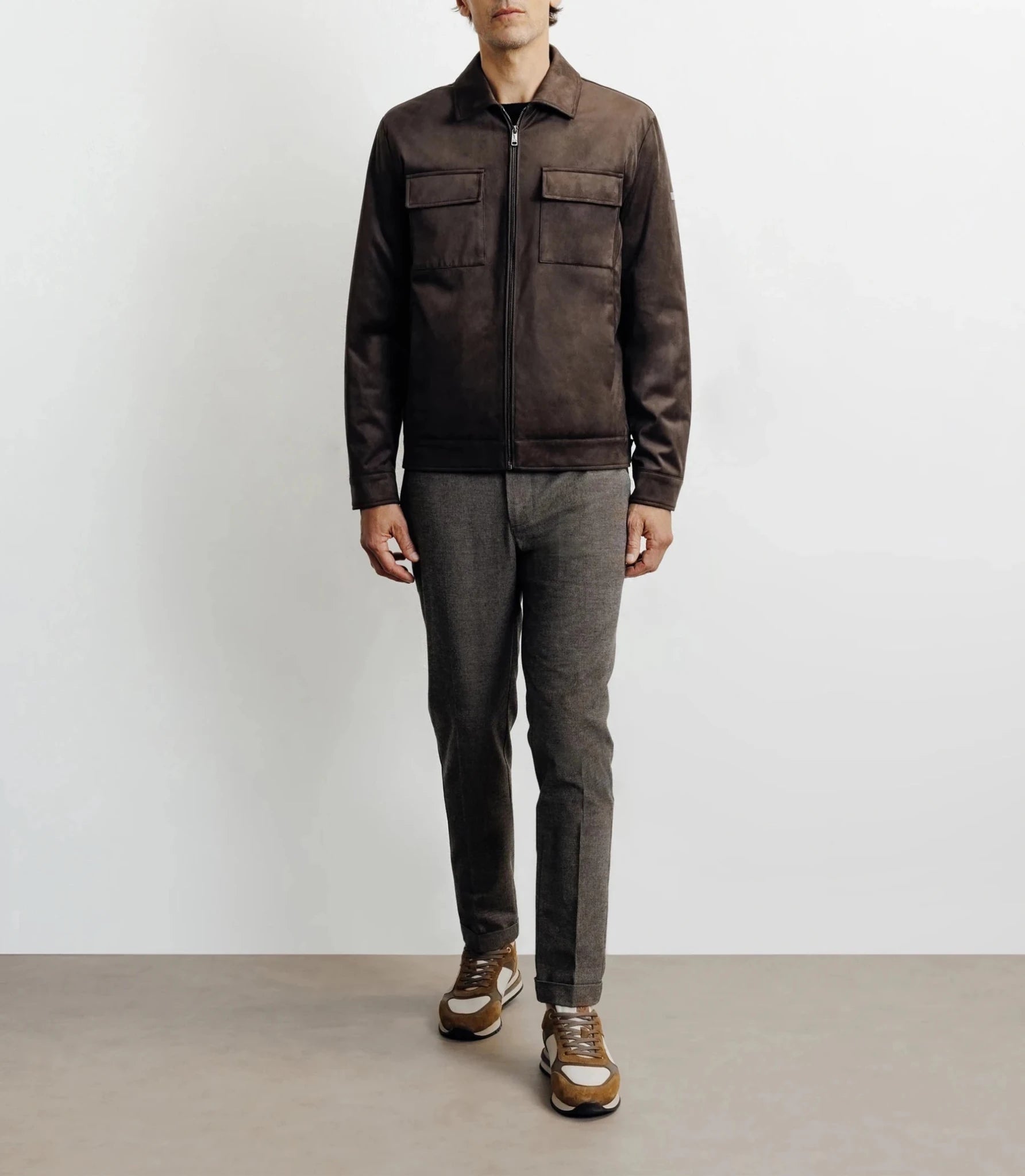 Blouson col chemise marron