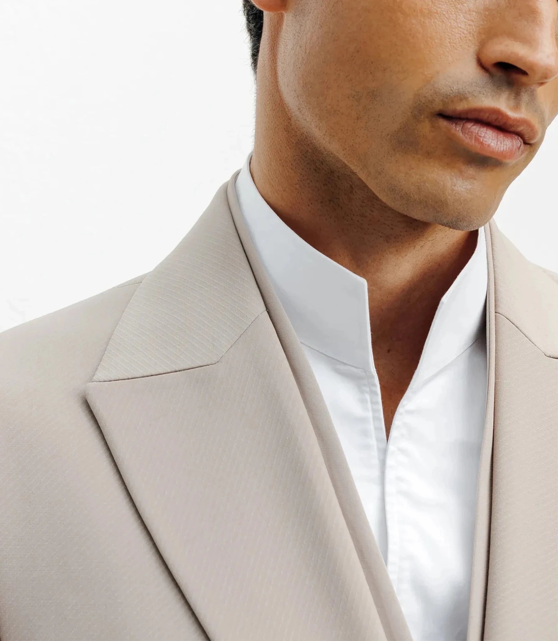 Costume croisé double col beige - IZAC