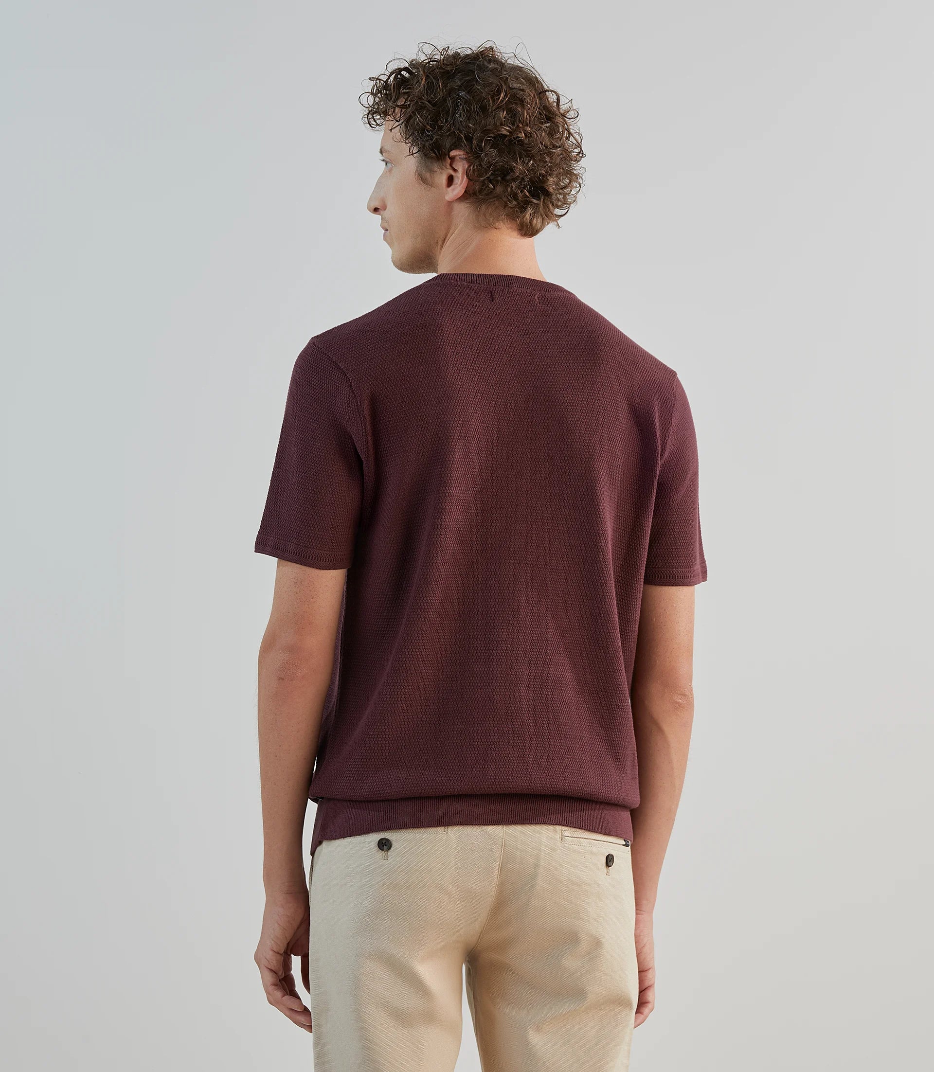 T-shirt à manches courtes en jeu de points bordeaux - IZAC