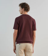 T-shirt à manches courtes en jeu de points bordeaux - IZAC