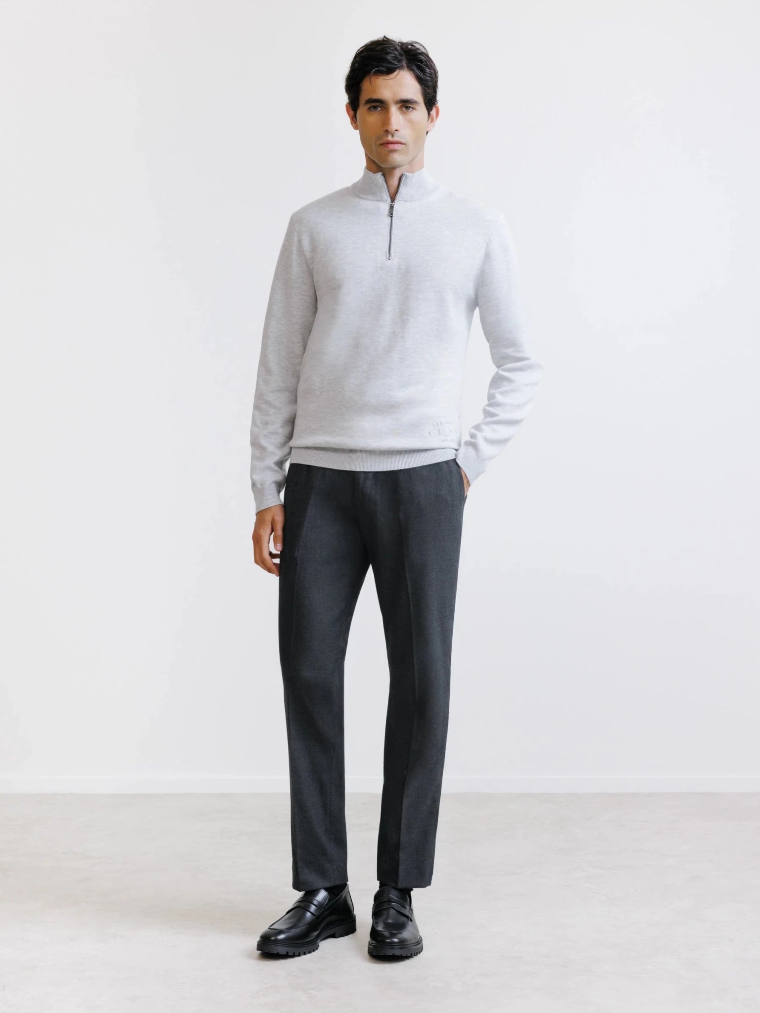 Light Grey Half-Zip Jumper