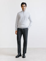 Pull à col demi-zippé gris clair