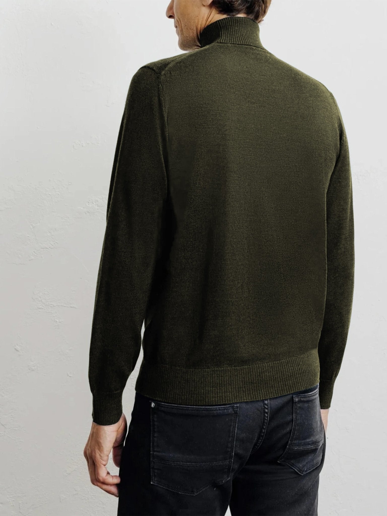 Pull col roulé vert foncé - IZAC