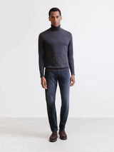 Licorice Merino Wool Turtleneck Sweater