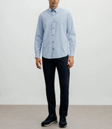 Chemise casual bleue avec des coudières en suède marine