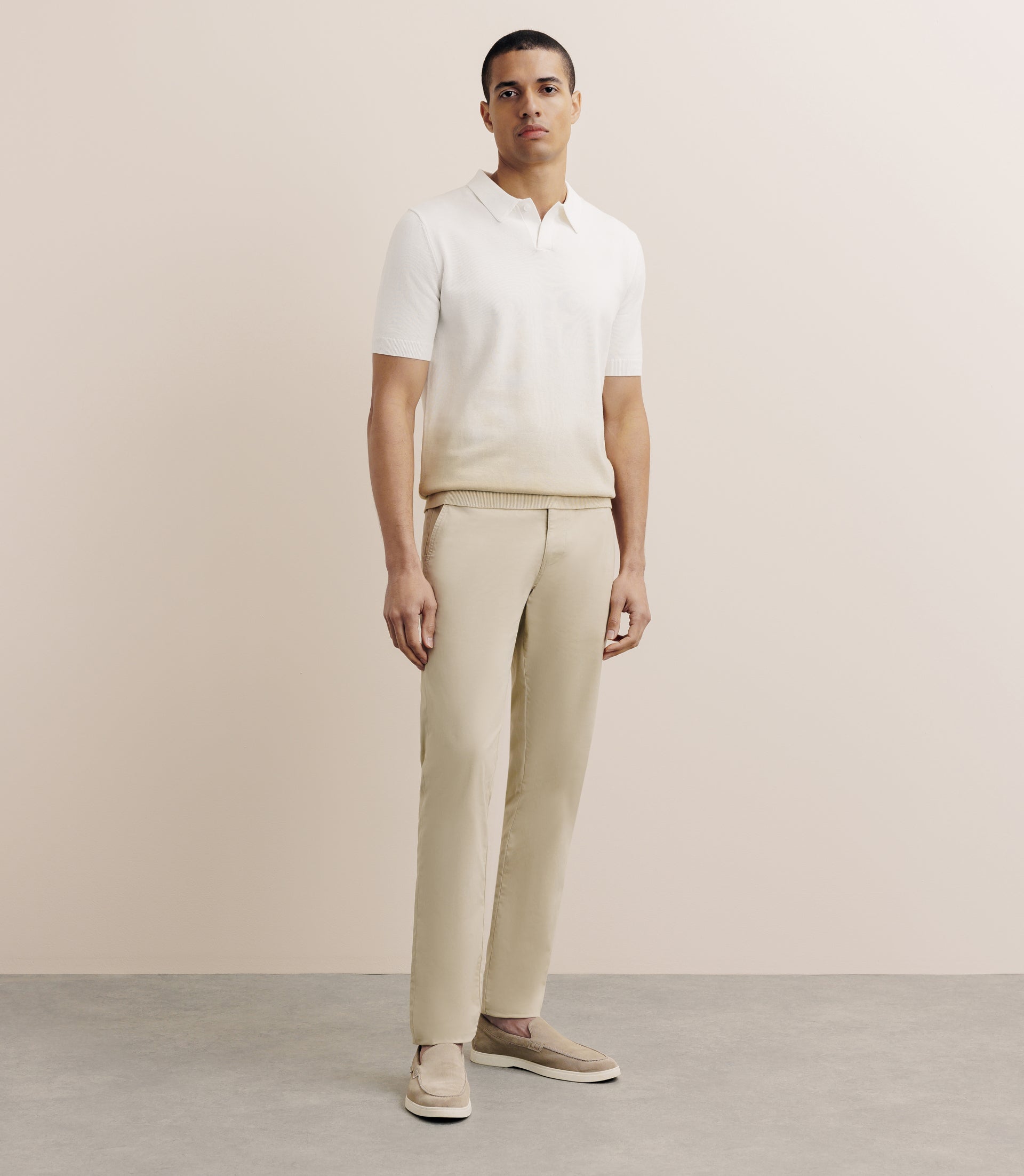 Polo en maille dégradé beige