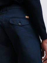 Navy pleated chino trousers