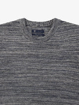Plain indigo round neck sweater with textured knit