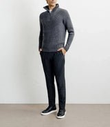 Anthracite trucker-collar wool sweater