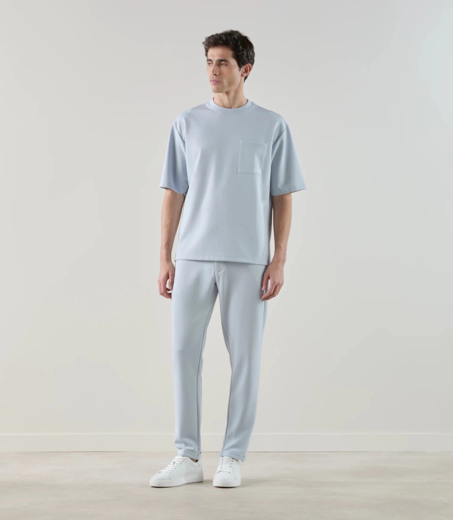 T-shirt col rond en jeu de points ciel - IZAC