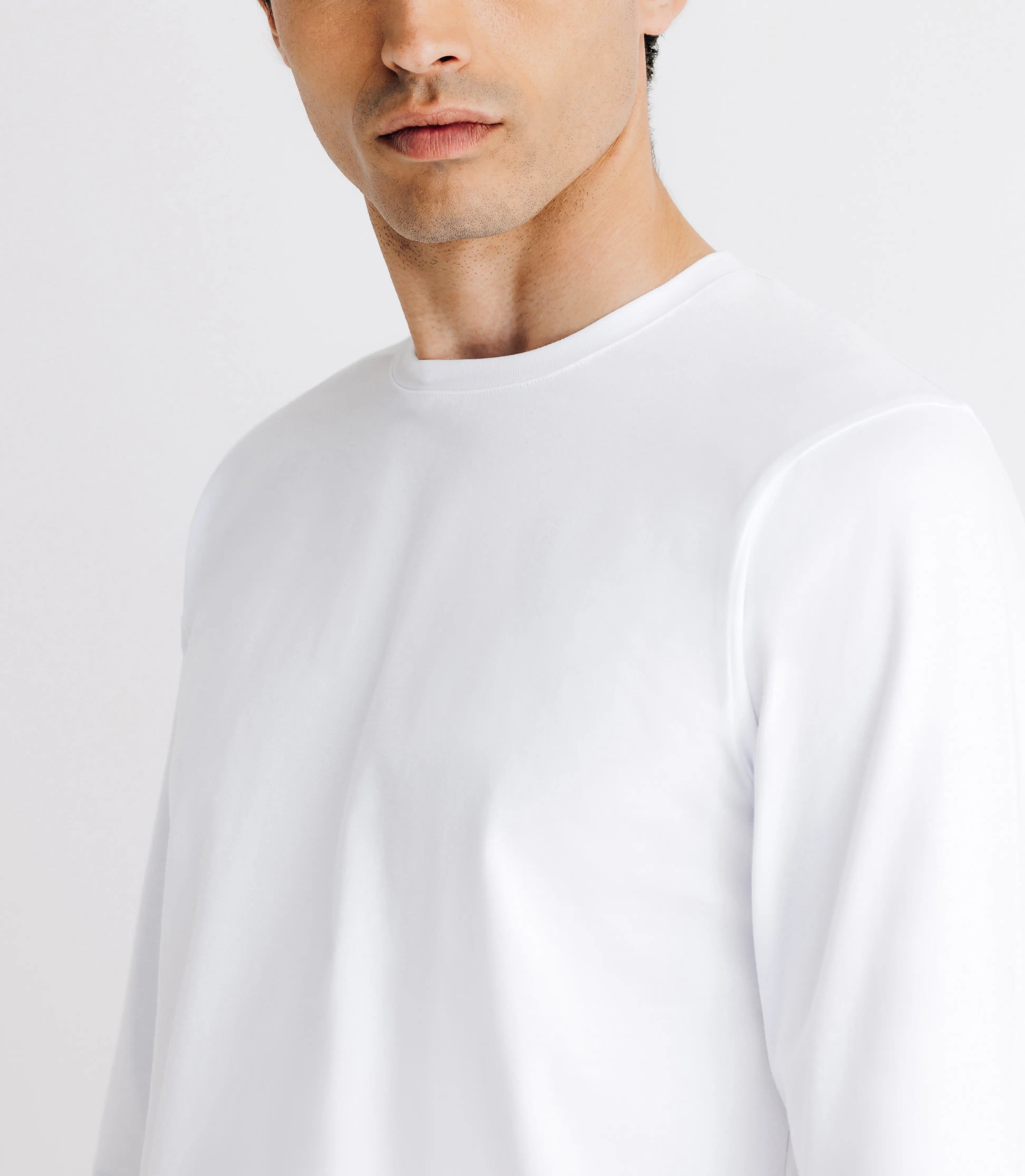 T-shirt en jersey manches longues blanc - IZAC