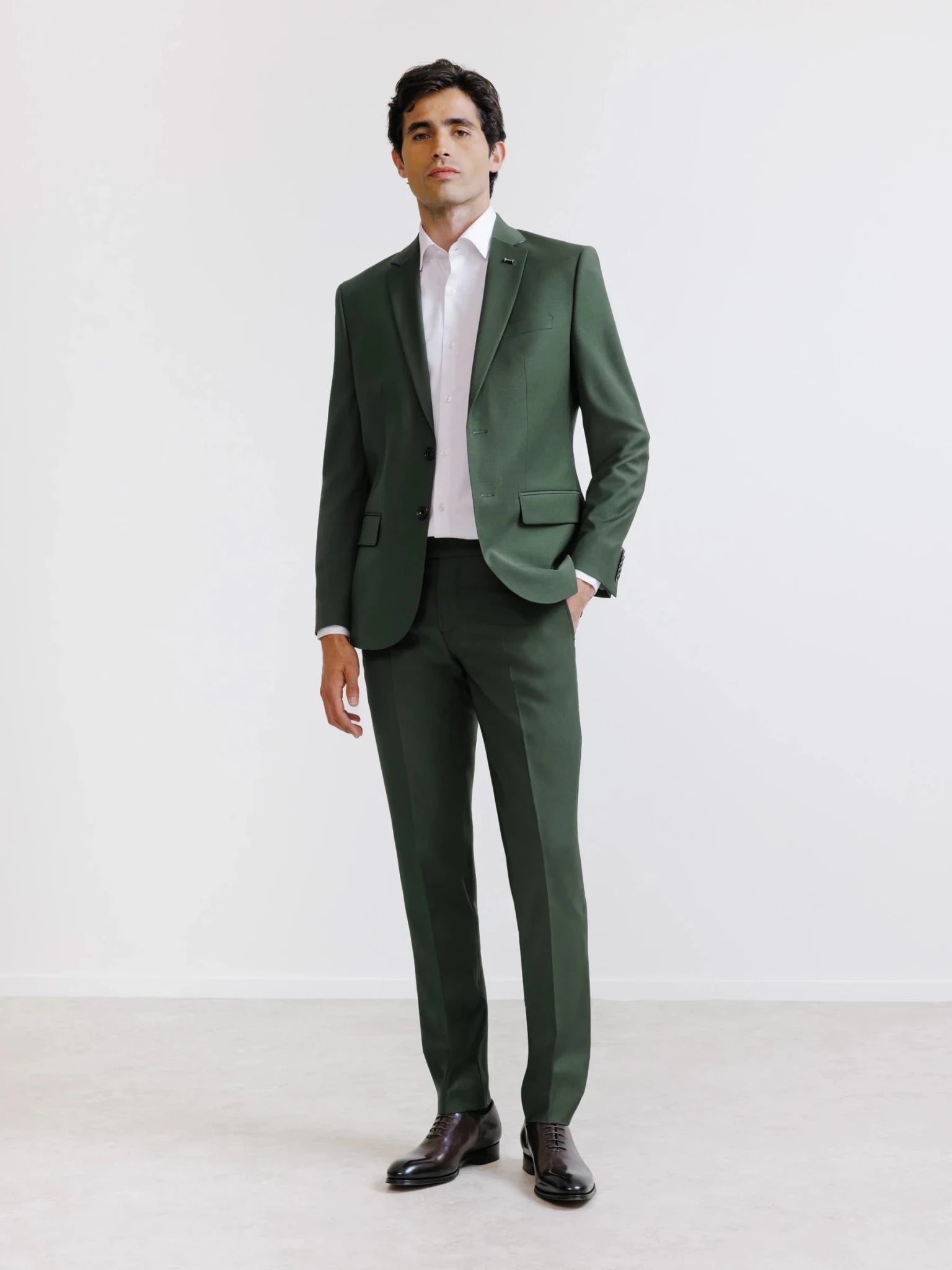 Costume 2 boutons laine majoritaire vert foncé - IZAC