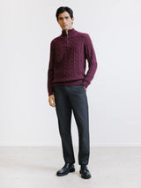 Pull col montant demi-zip bordeaux