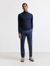 Navy merino mock-neck sweater
