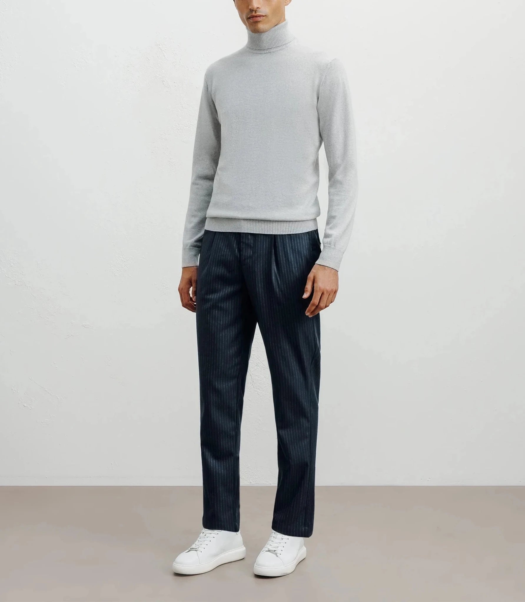 Pull col roulé gris chiné - IZAC