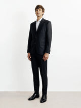 100% black wool suit