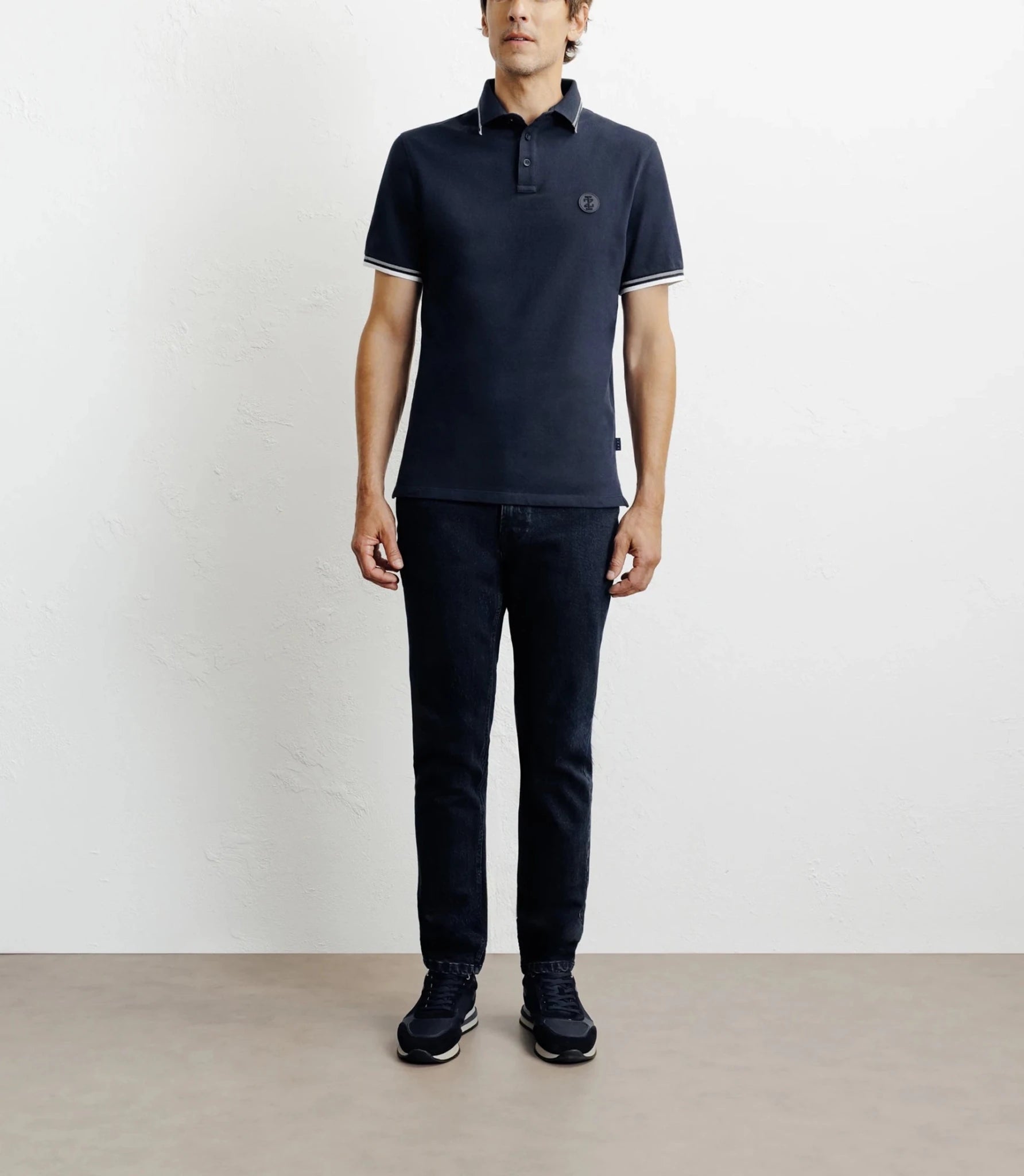 Polo piqué boutonné marine - IZAC