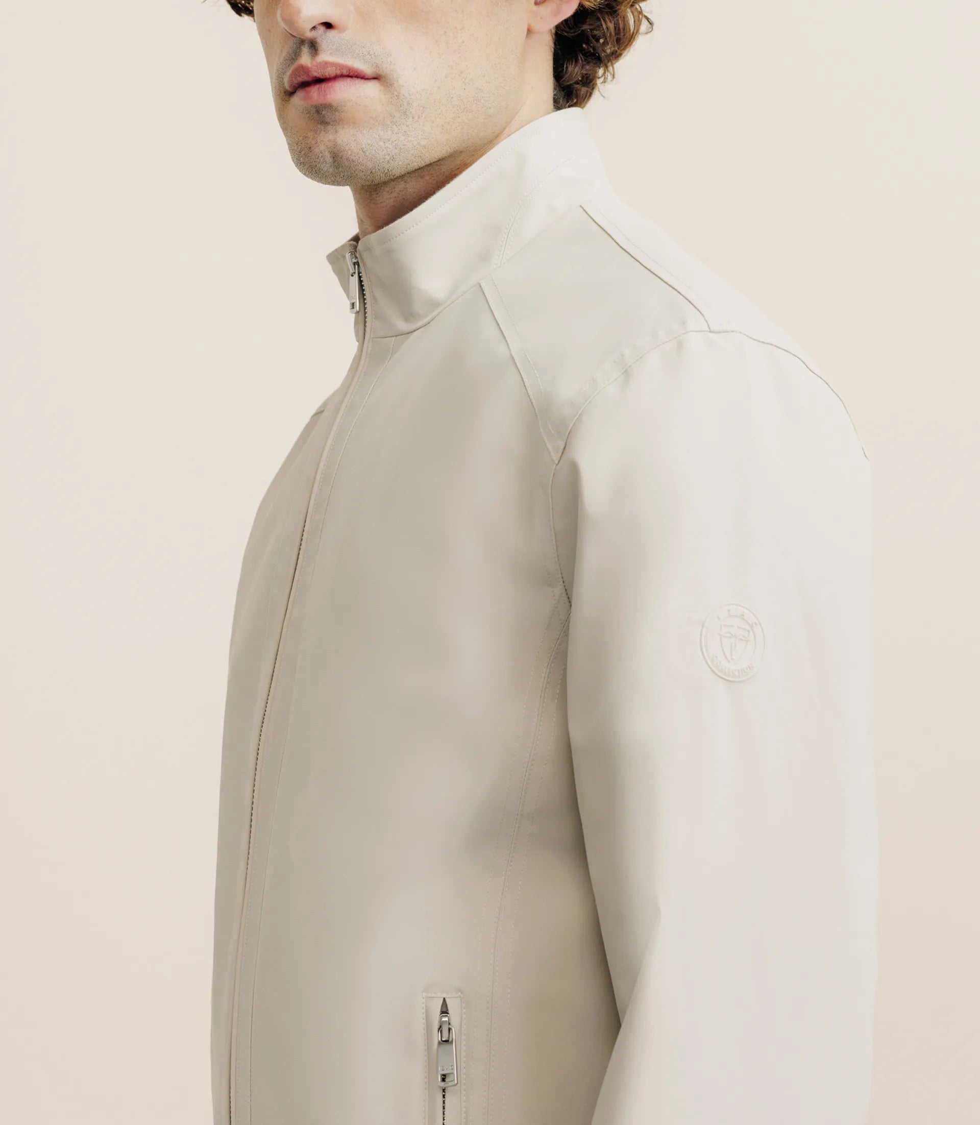 Blouson col montant beige