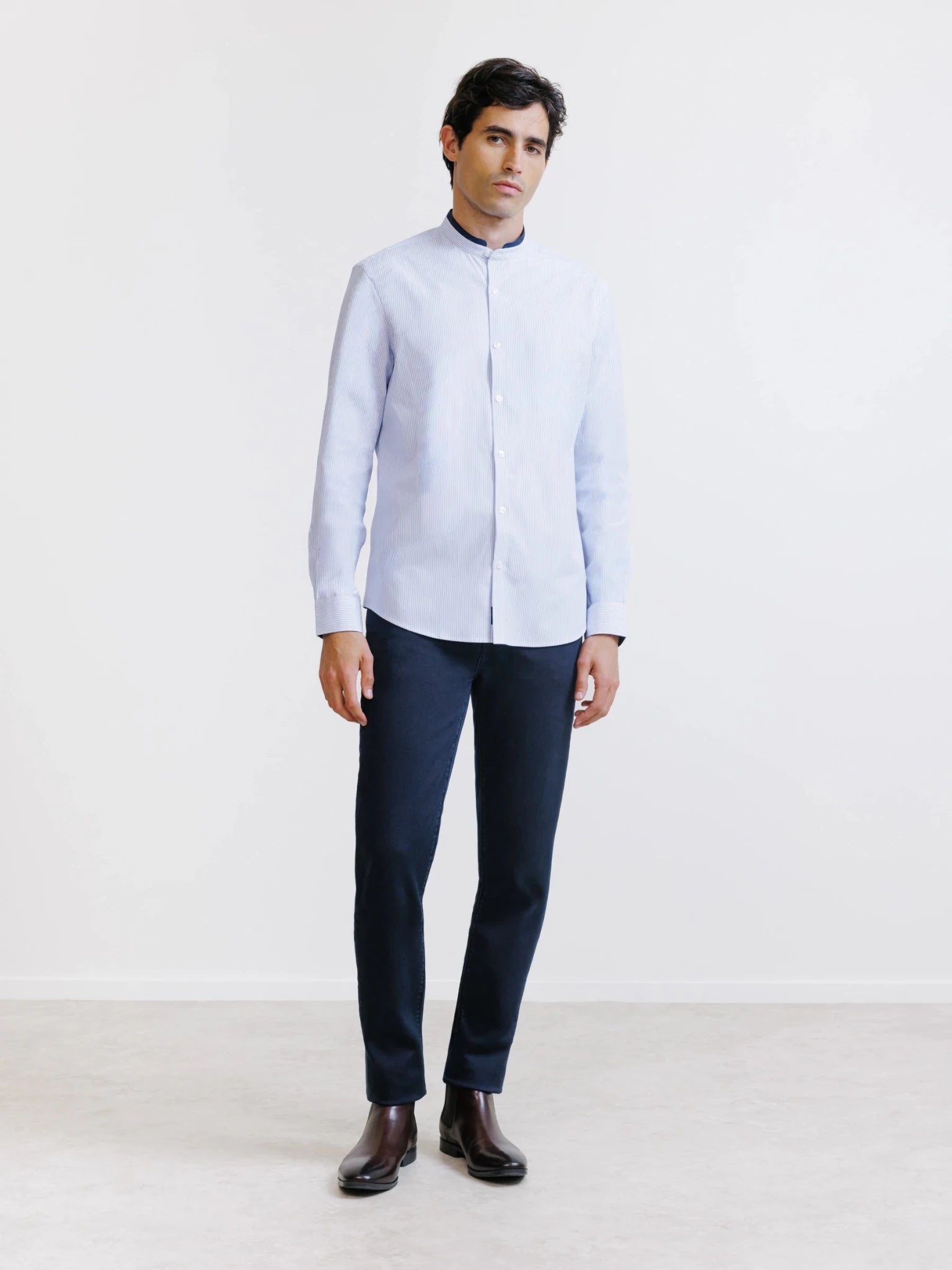 Chemise col mao ciel