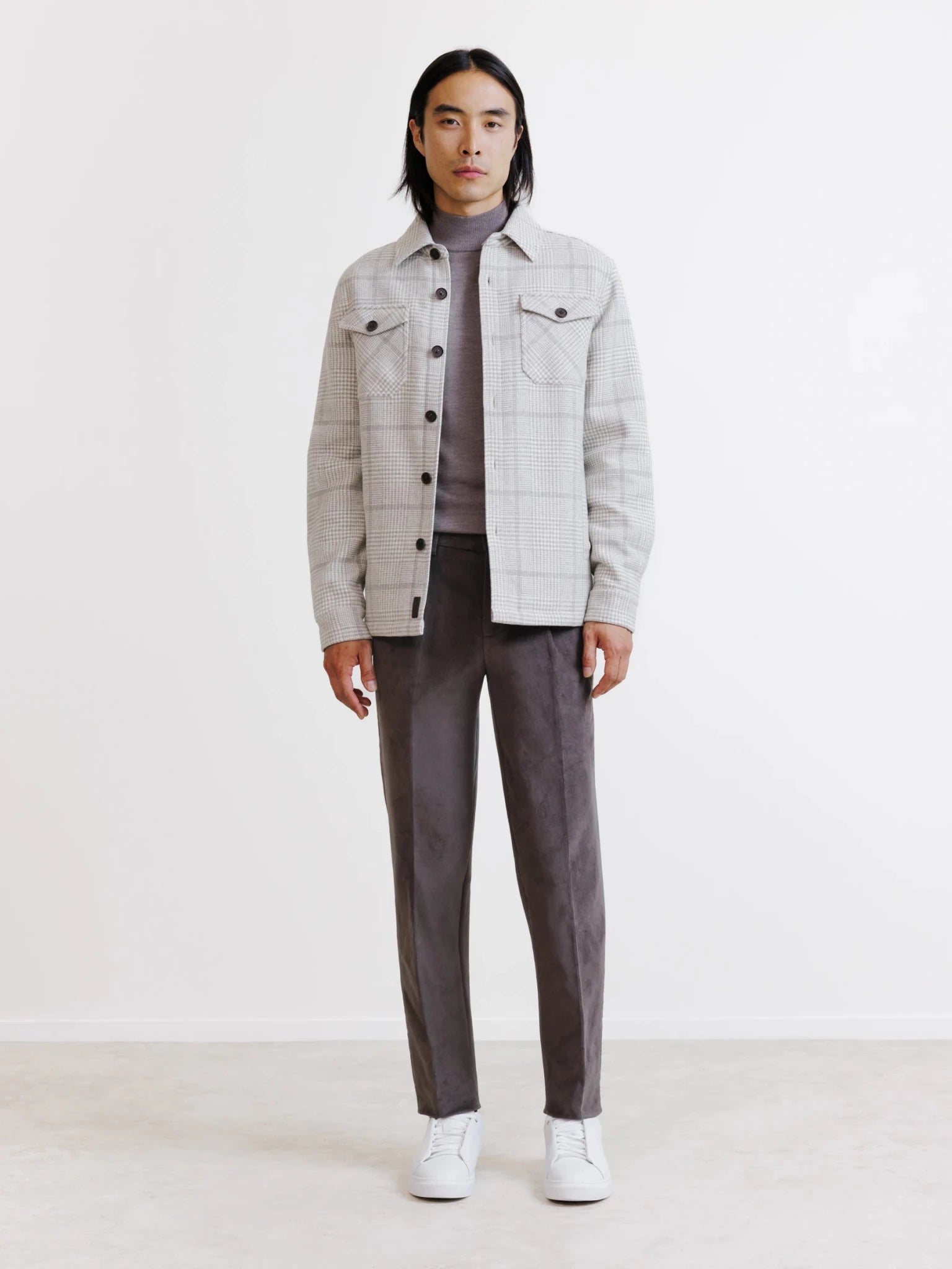 Veste 3 poches à carreaux gris clair - IZAC
