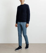 Pull col rond jeux de points marine