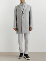 City coat with removable trim, light grey