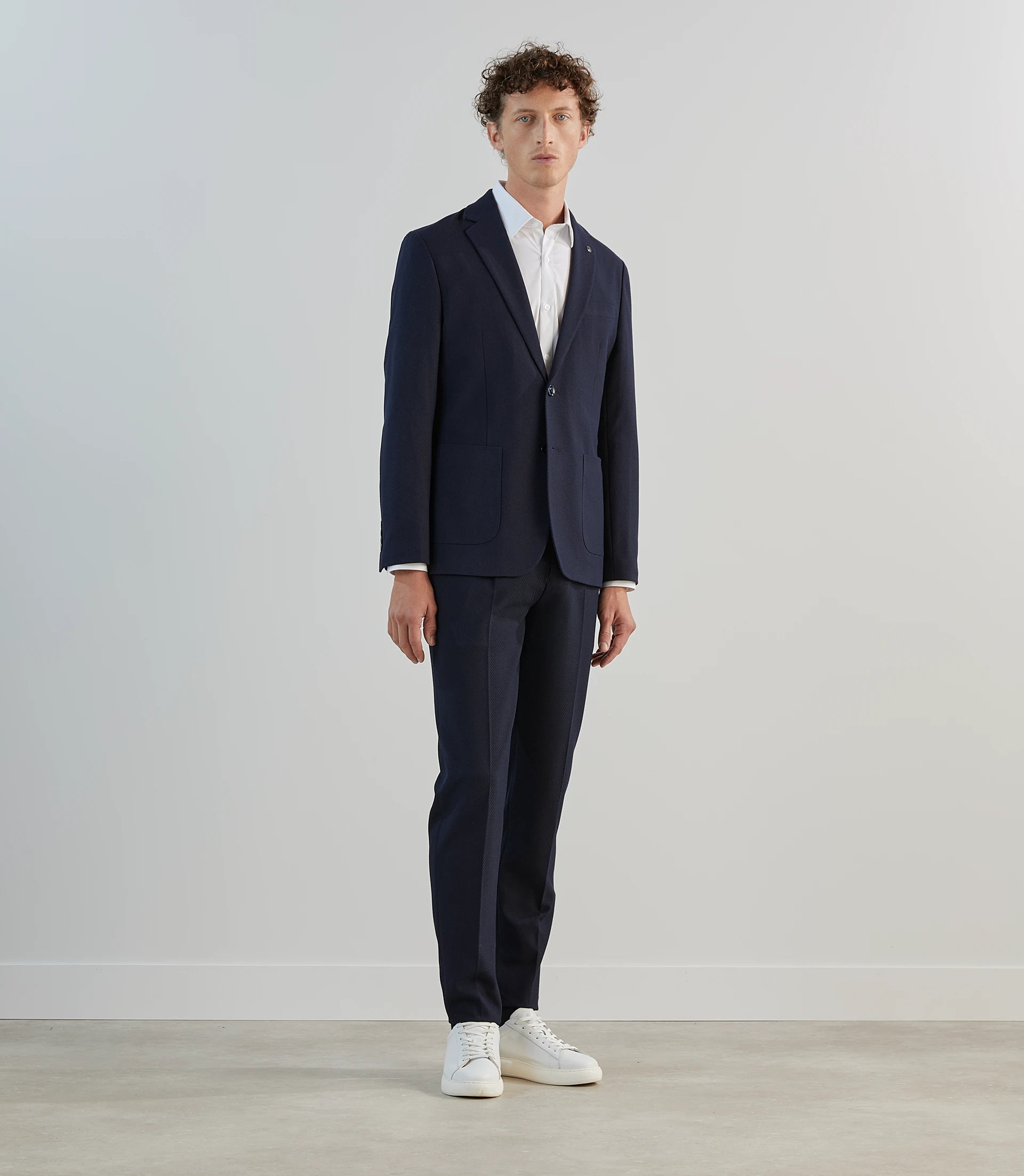 Veste ville tissu armuré marine - IZAC