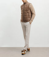 Taupe sleeveless down jacket