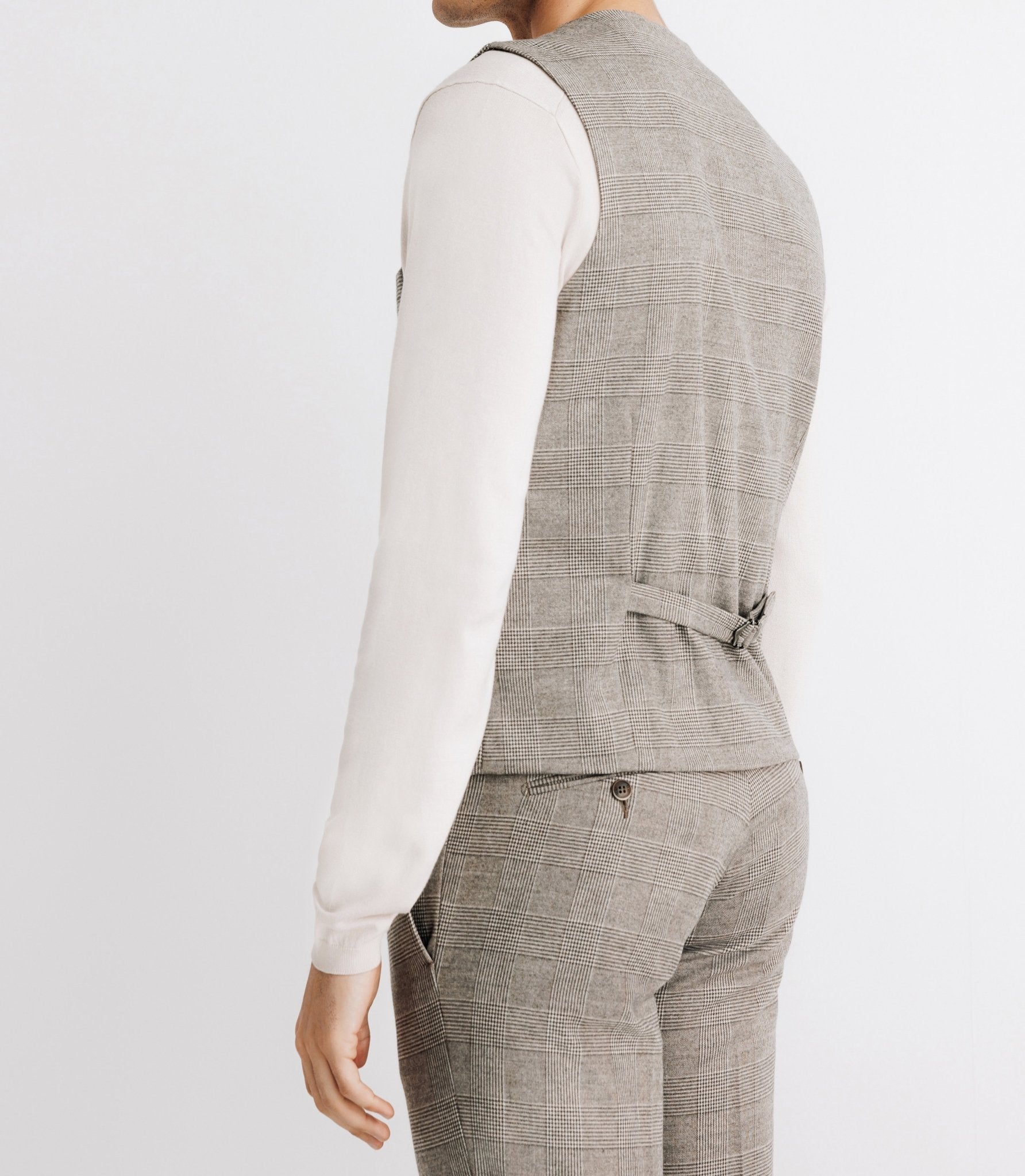 Gilet de costume esprit prince de galles beige - IZAC