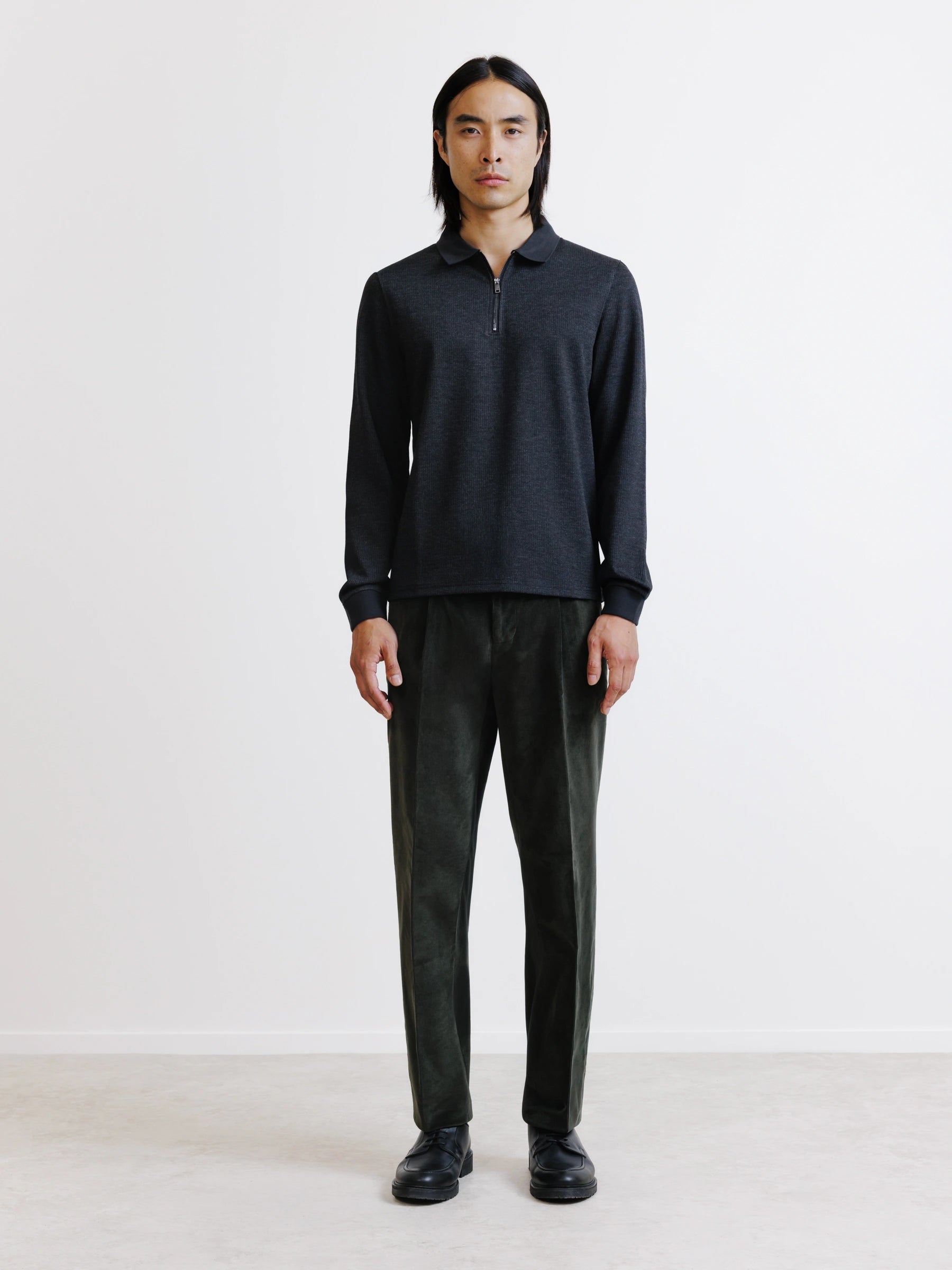 Polo zippé anthracite