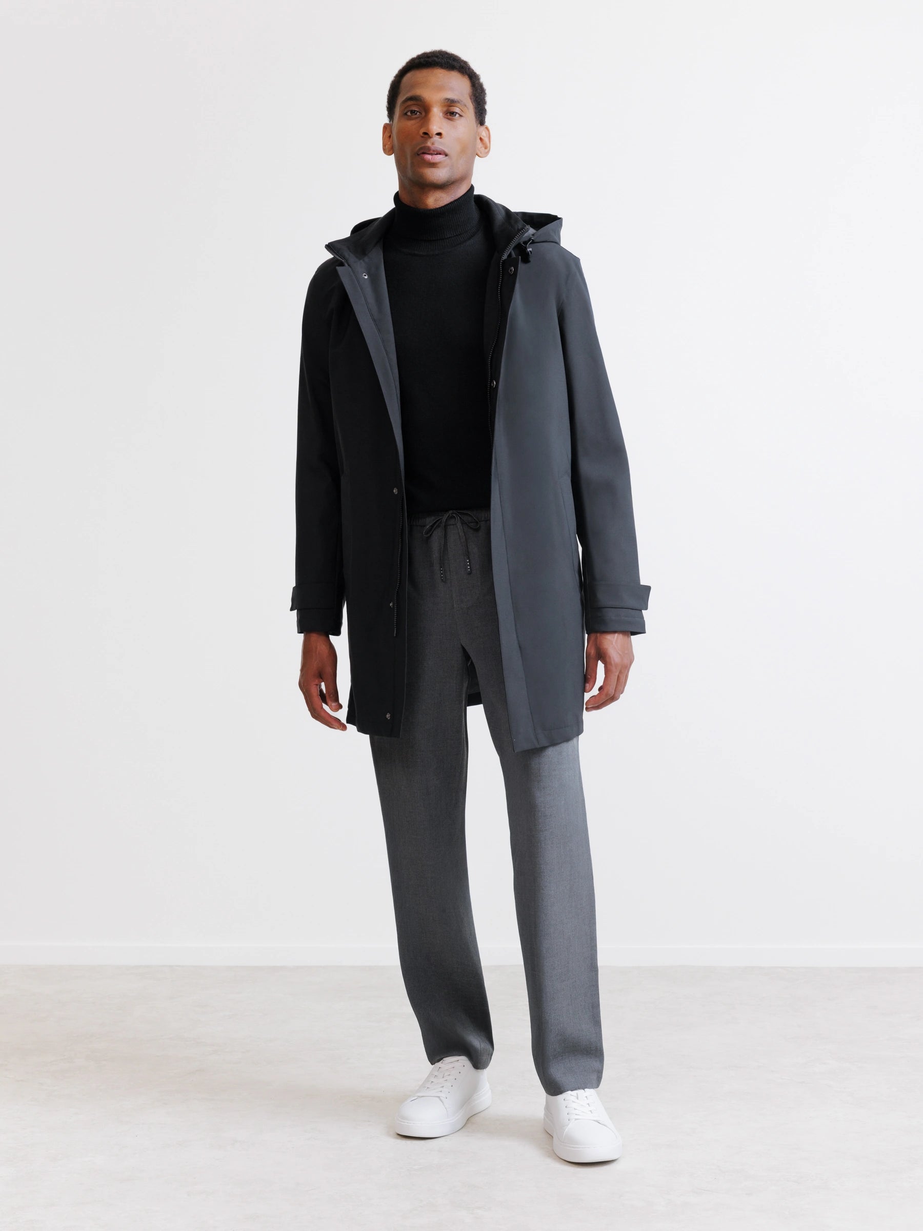 Lightweight black parka