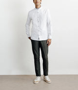 Chemise casual col mao avec coudière contrastée blanche
