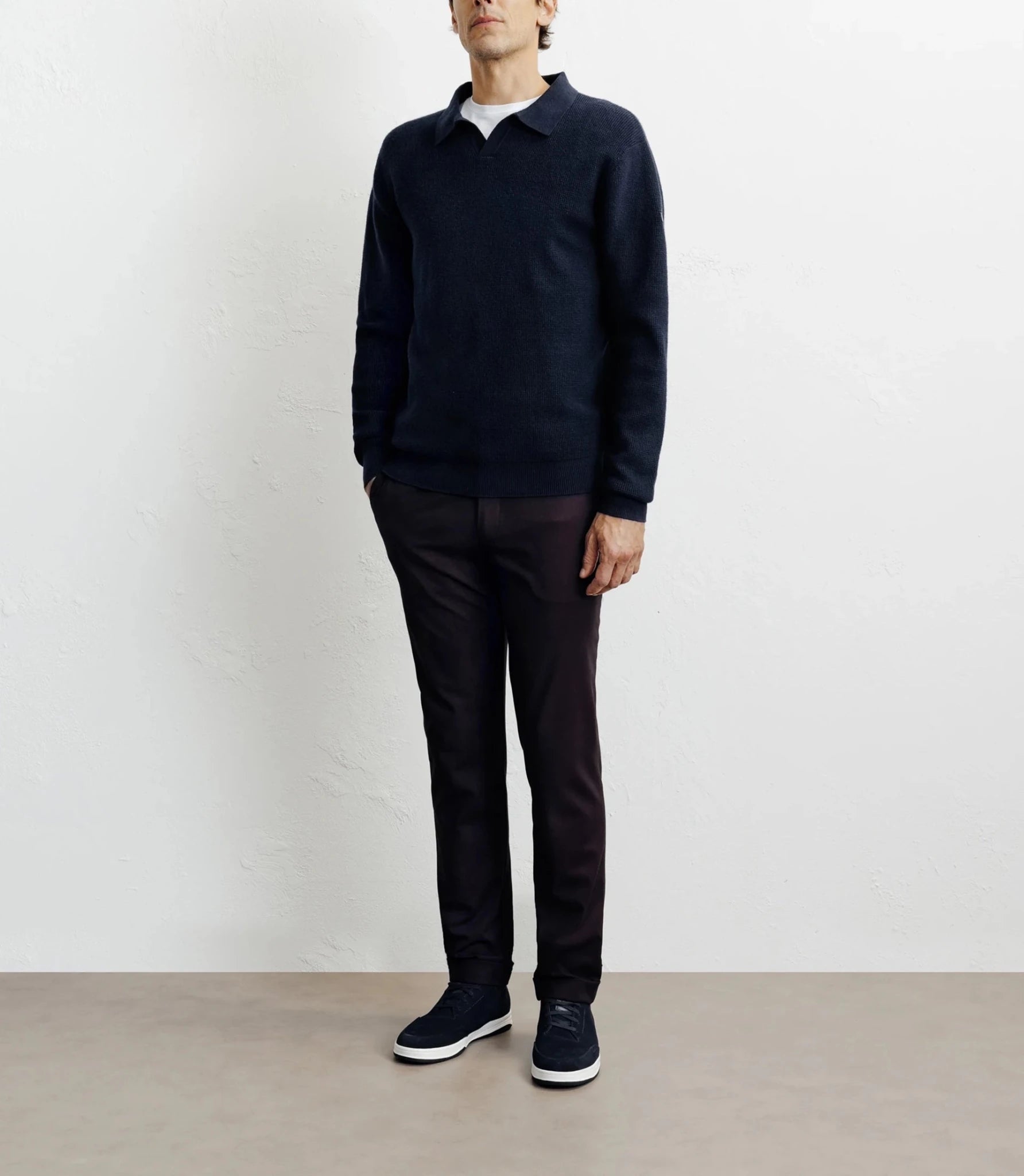 Pull col polo ouvert marine - IZAC
