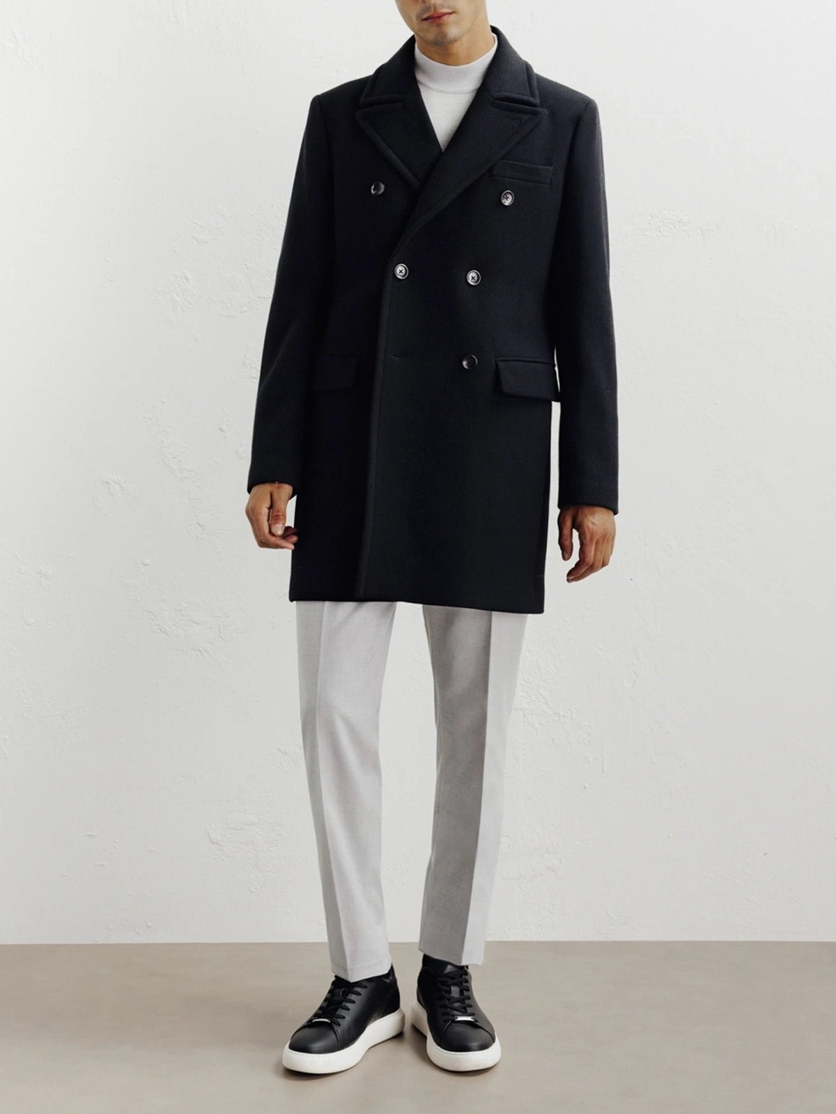 Manteau ville croisé noir