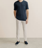 Marine linen V-neck t-shirt