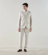 Veste col mao 100% lin beige clair