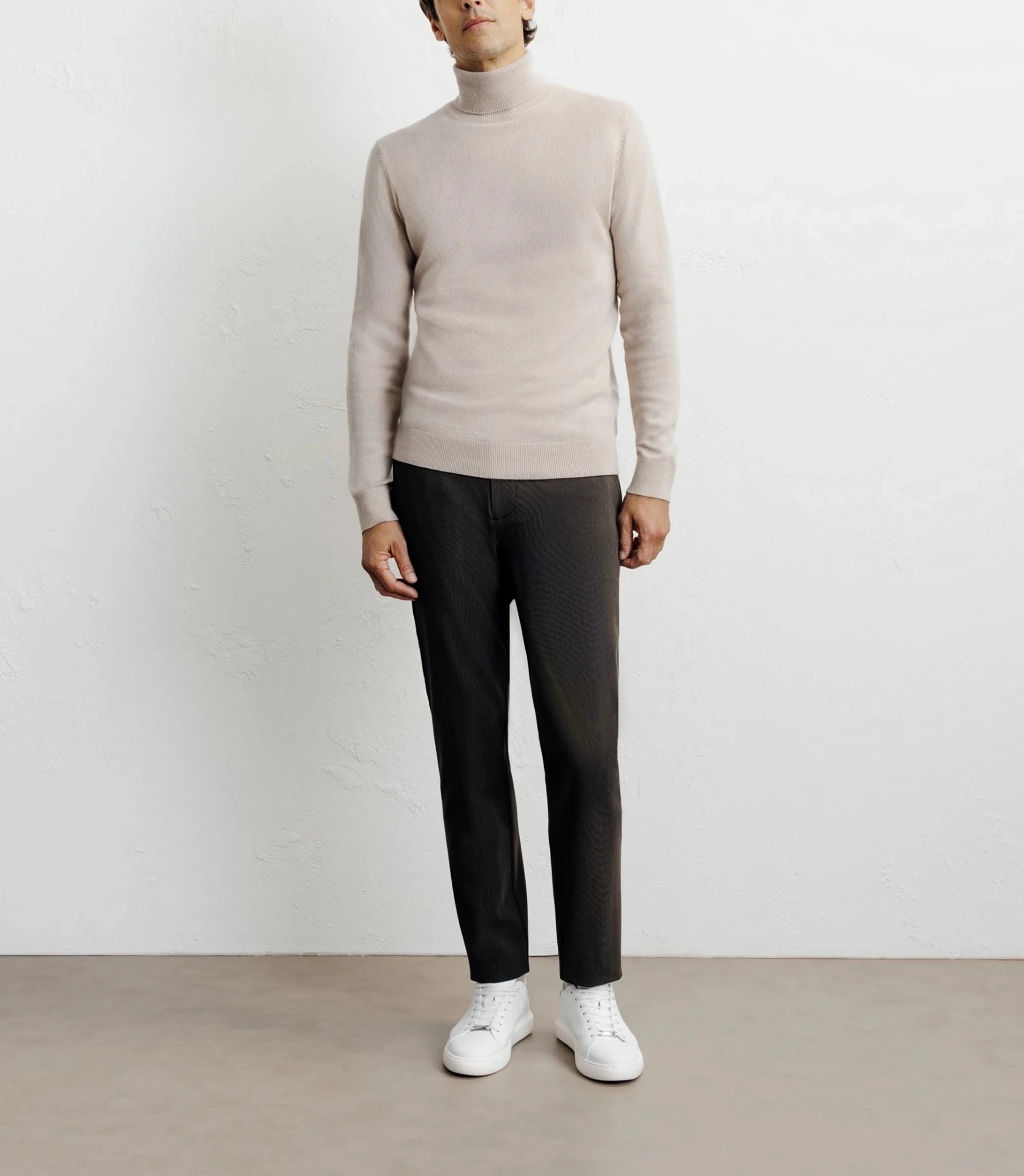 Pull col roulé 100% cachemire beige - IZAC