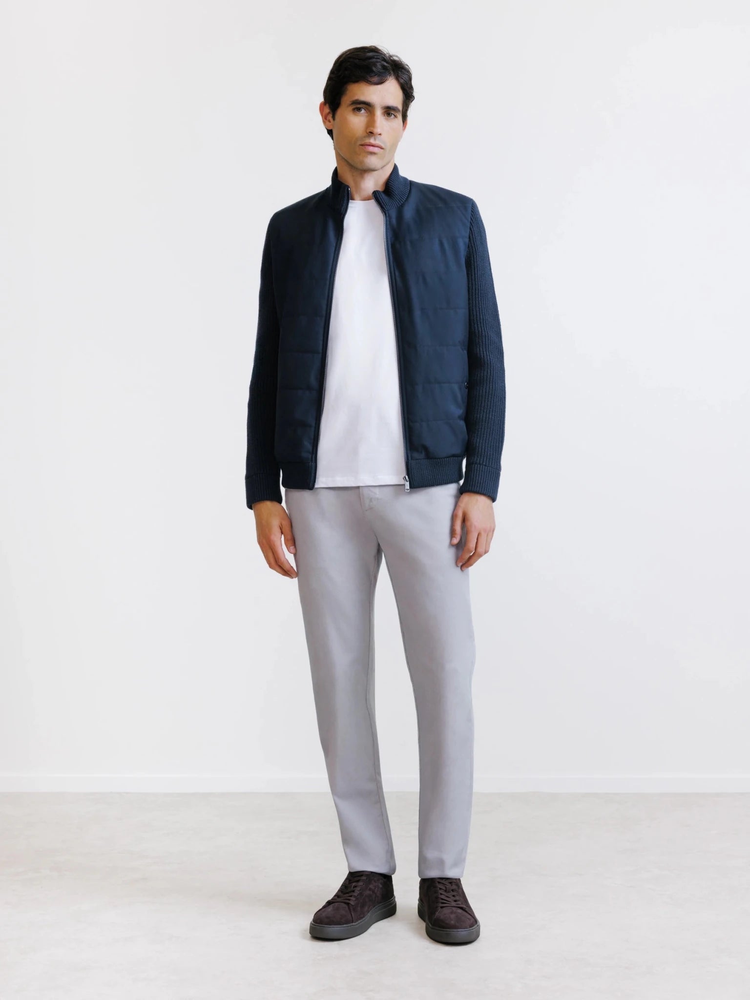 Gilet zippé bi-matière marine - IZAC