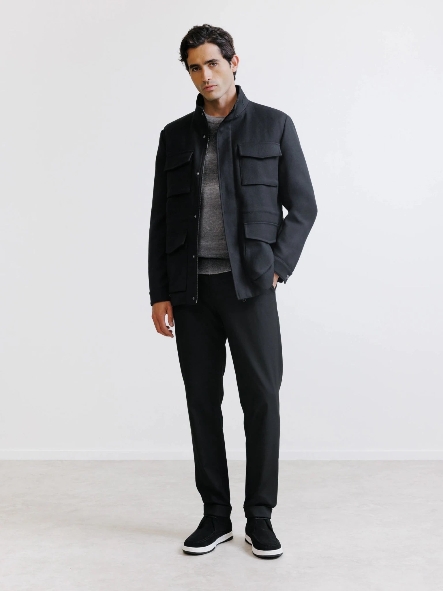 Parka courte à col montant noire - IZAC