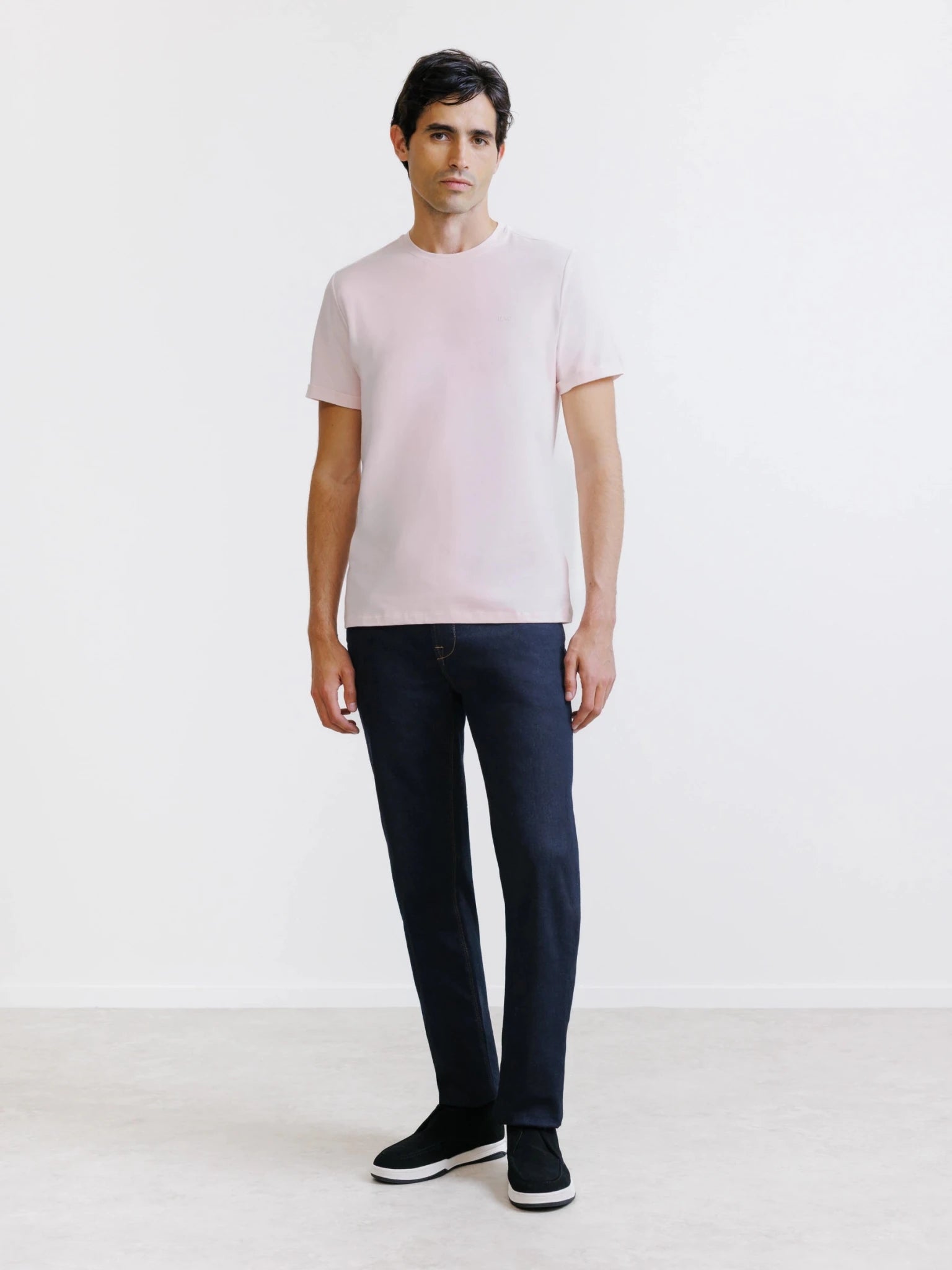 T-shirt col rond rose clair - IZAC