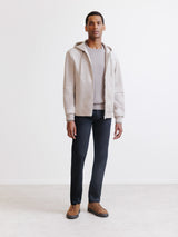Beige suede hooded jacket