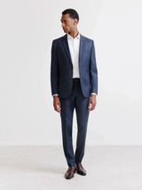2-button suit, mostly wool, denim blue