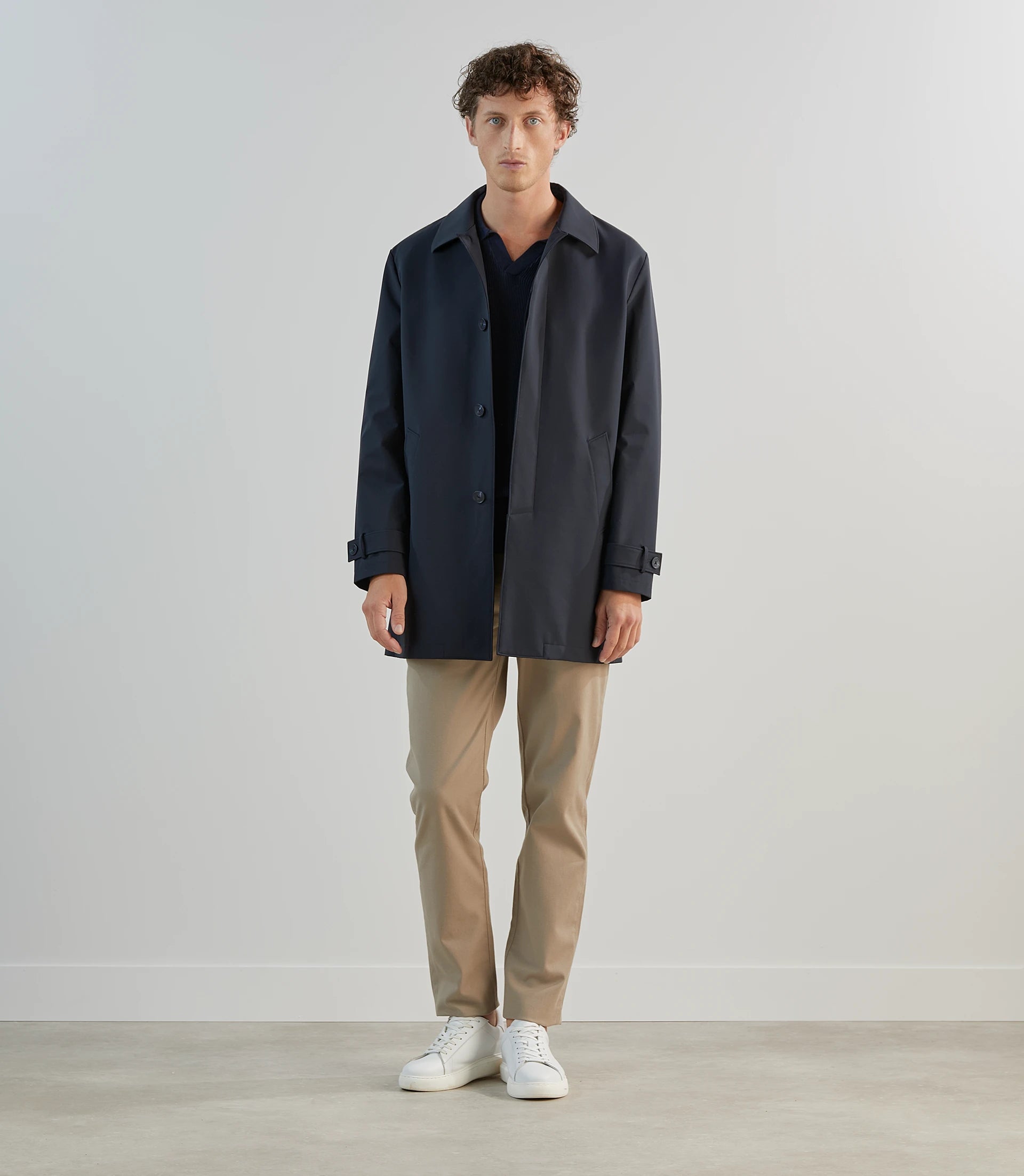 Manteau mi - long léger marine - IZAC