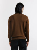 Pull col cheminée en laine mérinos tabac