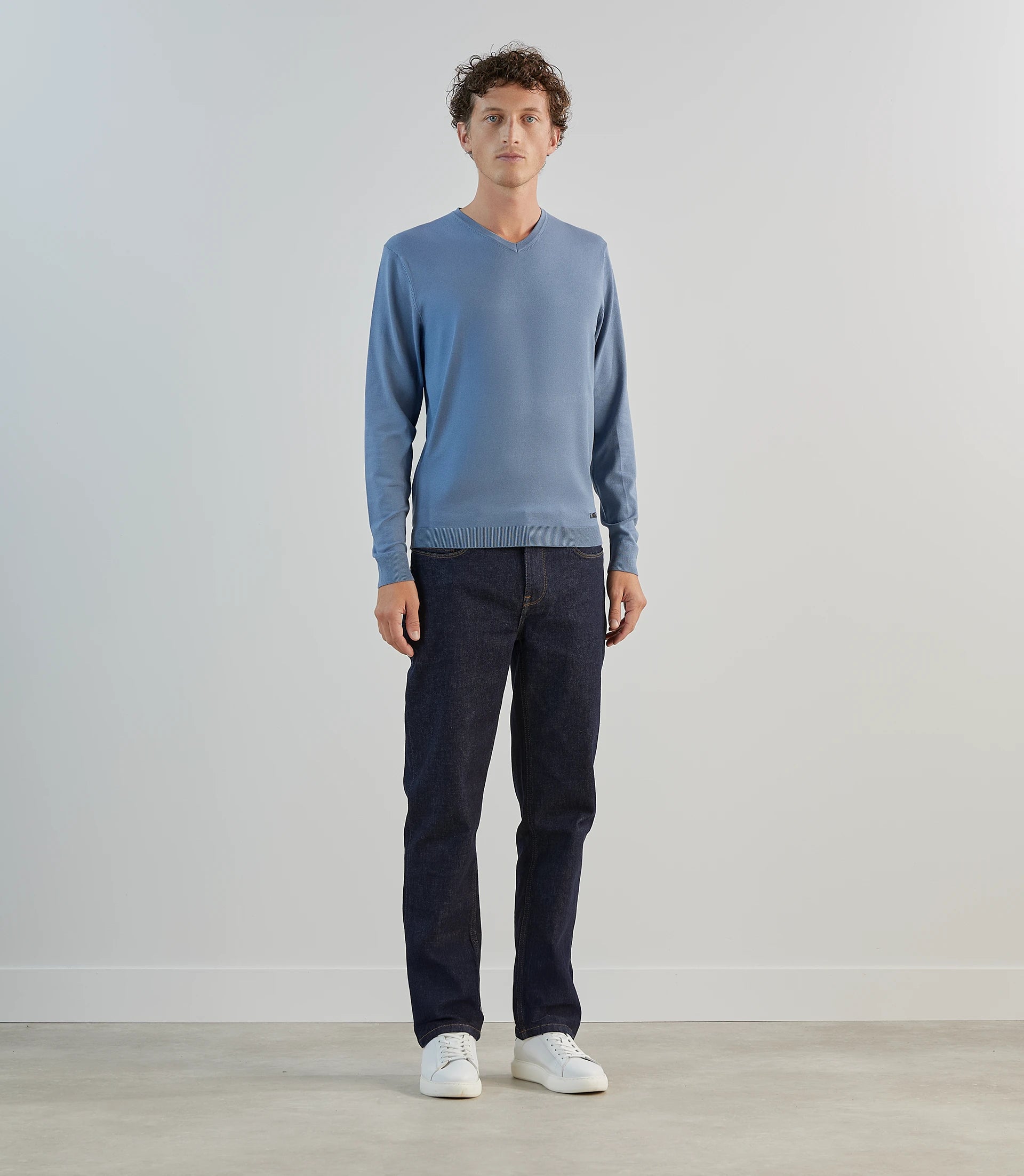 Pull col v bleu gris - IZAC