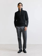 Pull en laine col camionneur noir