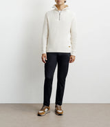 Ecru trucker-neck wool sweater