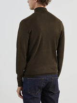 Pull col zip marron
