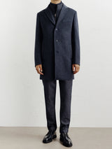 City coat with removable trim, denim blue