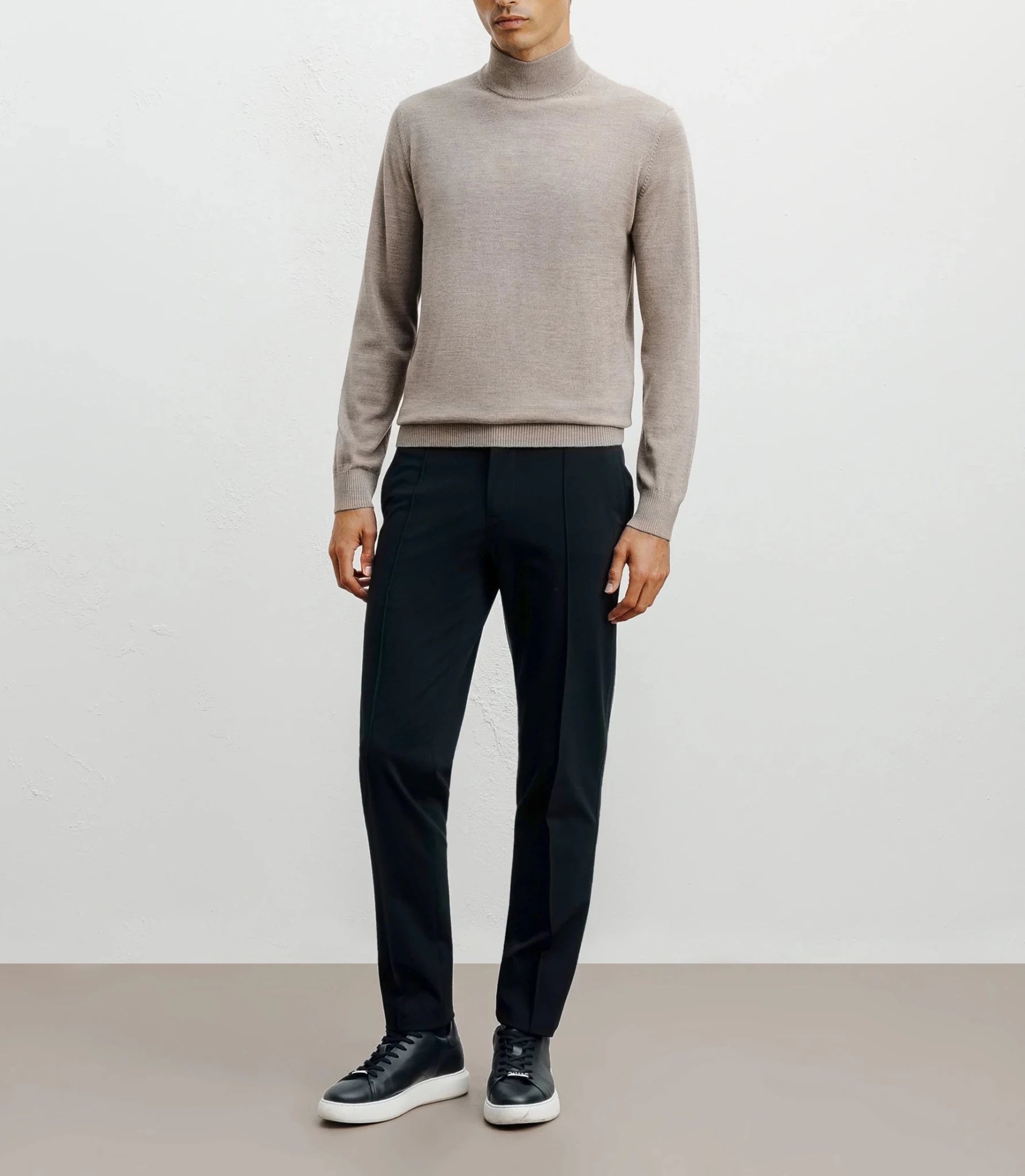 Beige mock-neck sweater